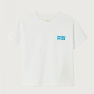 T-shirt enfant blanc Gixy American Vintage avec patch logo bleu
