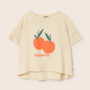 T-shirt fille coton SYRA Cloud Pink Cozmo avec motif clémentines