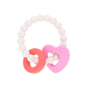 Anneau dentition cœur rose Joli Paon Amande silicone