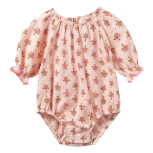 Barboteuse bébé coton JUL Cloud Pink Cozmo avec imprimé floral indien