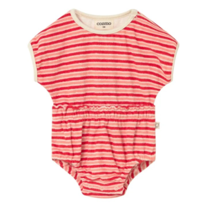 Barboteuse bébé éponge GIANNa Pink Tomato Cozmo avec smock taille et boutons pression