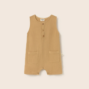 Barboteuse bébé gaze coton PINE Sand Cozmo avec poches et boutons pression