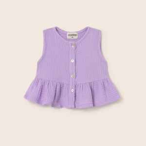 Blouse bébé gaze coton POSY Lavender Cozmo avec volants couleur lavande