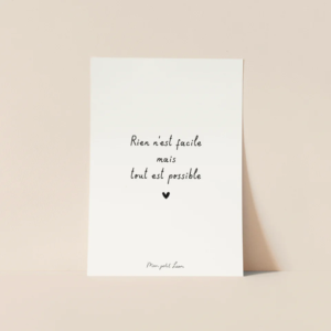 Carte citation motivation Mon Petit Léon A6 tout est possible