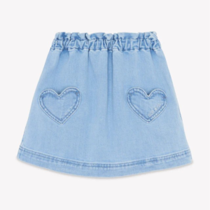 Jupe en jean Bonton Douchka avec poches cœur en denim blanchi