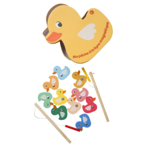 Pêche à la ligne magnétique canards Mercredi et Patati bois coloré