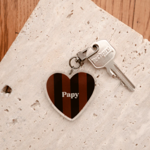 Porte-clé papy rayures Petit Léon marron noir avec mousqueton