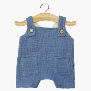 Salopette poupée Minikane Antonin gaze coton bleu jean