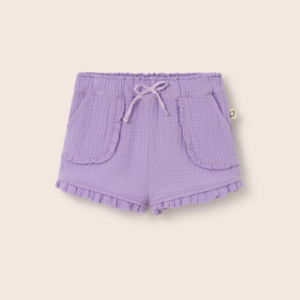 Short bébé gaze coton Lavender Cozmo avec volants et taille élastique