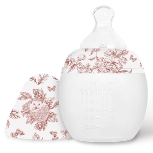 Biberon silicone terracotta Elhée Tartine et Chocolat motif Toile de Jouy