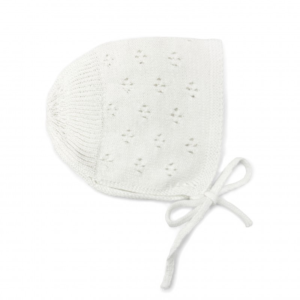 Bonnet bébé tricot Capri Milky White BABYSHOWER en coton biologique