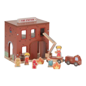 Caserne pompiers bois Little Dutch Rouge avec figurines et accessoires
