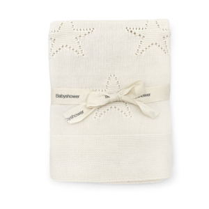 Couverture bébé tricot Star Ivory BABYSHOWER en coton bio