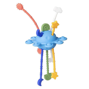 Jouet sensoriel bébé planète Little L avec cordons et textures