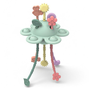 Jouet sensoriel bébé silicone Jardin Little L avec cordons