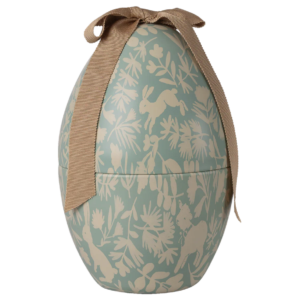 Œuf de Pâques métal Maileg Medium bleu poudré avec nœud