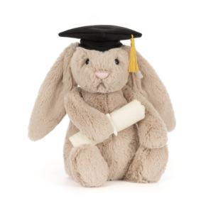 Peluche lapin diplômé Jellycat Bashful Bunny avec tenue de graduation