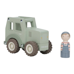 Tracteur en bois enfant Little Dutch avec fermier et roues en caoutchouc