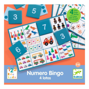 Jeu loto enfants Numéro Bingo Djeco 4 lotos éducatifs