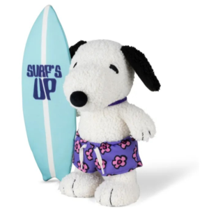 Peluche Snoopy surfeur Bon Ton Toys avec planche de surf