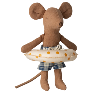 Souris plage Maileg frère bouée pois jaunes