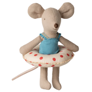 Souris plage Maileg petite sœur bouée pois rouges