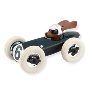 Voiture Playforever Rufus Weller vert design chien racing