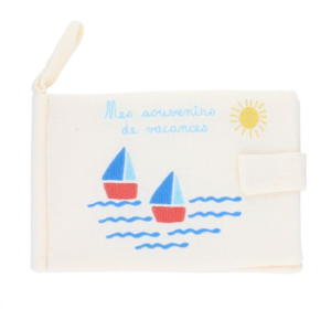 album photo tissu bébé Petit Matelot en gaze de coton avec motif bateau et pochettes photos