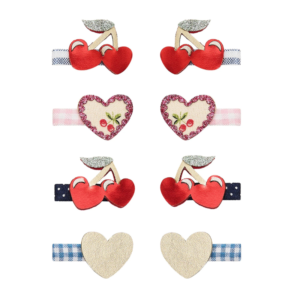 barrettes cerises enfant Mimi and Lula avec petits cœurs brillants