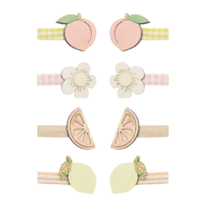 barrettes fruits enfant Mimi and Lula pêche citron fleurs pailletées