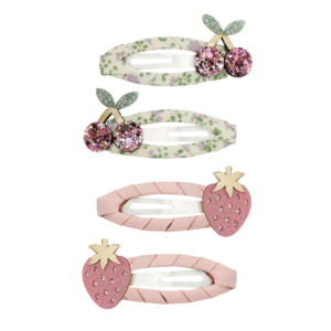 barrettes fruits été enfant Mimi and Lula avec cerises et fraises pailletées