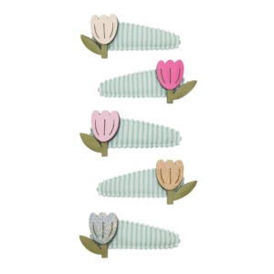 barrettes tulipes enfant Mimi and Lula avec tissu rayé et détails pailletés