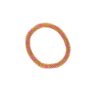 bracelet népalais doré élastique avec perles scintillantes et style artisanal tendance
