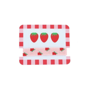 bracelet tissé fraises avec petits motifs rouges fruités et nœud réglable