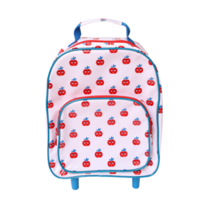 cartable à roulettes pommes rouges Vichy Chéri avec motif fruits et poignée télescopique