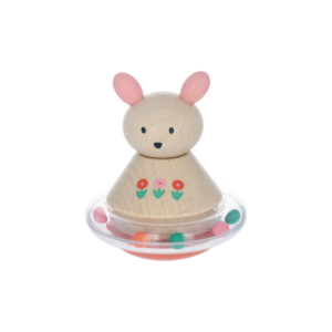 hochet culbuto lapin bois Chichi Pompon avec billes colorées et forme lapin
