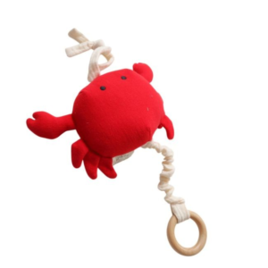 peluche musicale crabe Petit Matelot avec anneau en bois et univers marin doux