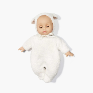 poupée yeux dormeurs Minikane Célestine 26 cm avec tenue Lamb écru et yeux bleus