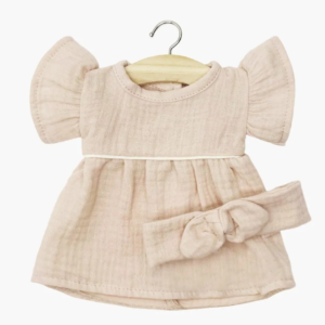 robe poupée gaze coton skin Daisy avec headband pour poupée Minikane Gordis 34 et 37 cm