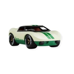 voiture Playforever blanc vert Mini Ken Cline style course rétro années 60