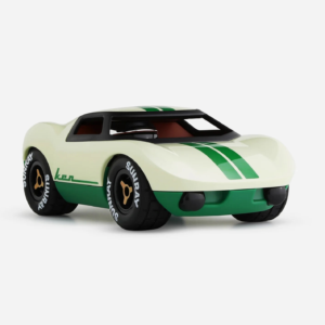 voiture Playforever blanc vert Mini Ken Cline style course rétro années 60