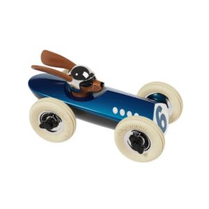 voiture Playforever Bertie Bleu Rufus avec chien pilote et design rétro sportif