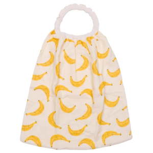 Serviette élastiquée enfant BB&Co bananes ivoire en double gaze de coton
