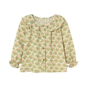 Blouse bébé Iris Green Textured Floral Print Cozmo en coton