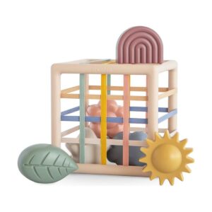 Boîte à formes Shape élastique Mushie avec formes colorées pour bébé
