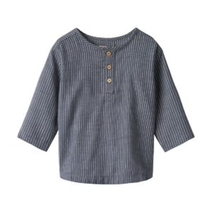 Chemise Bjork Grey Blue Wheat en coton biologique à fines rayures