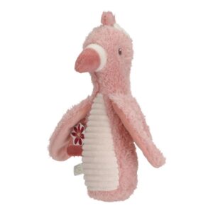 Hochet peluche flamant rose Little Dutch à tige souple pour bébé