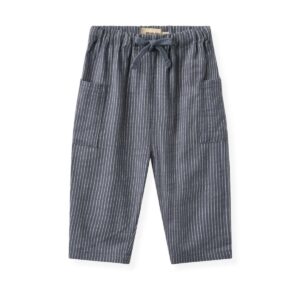 Pantalon Arne Grey Blue Wheat en coton biologique à fines rayures
