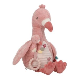 Peluche activités flamant rose Safari Friends Little Dutch avec anneau de dentition