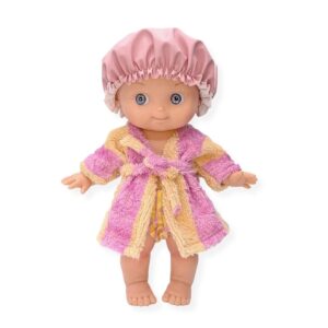 Poupon Mini Pancha Alice à la maison Minikane avec ensemble de bain rayé rose